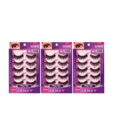 iENVY by KISS So Wispy 08 Multi Pack 5 Pair Lashes Made of Premium Human Hair KPEM67 (3 Pack) Voluminous Wispy Style