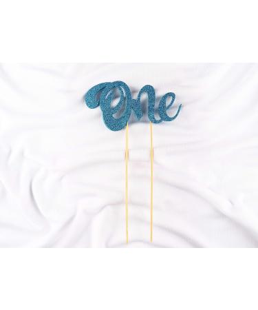 1st First Birthday Cake Topper Decoration ((Sky Blue) - One - with Double Sided Glitter Stock) - Buy Online on GoSupps.com