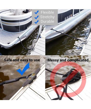 Bungee Dock Line 2-Pack - 4ft Premium Mooring Ropes for Boats & Kayaks | Adjustable Non-Jerk Ties | Great Docking Accessories | Boating Gifts for Men | Free E-Book by Domabri (Black) - Buy Online on GoSupps.com