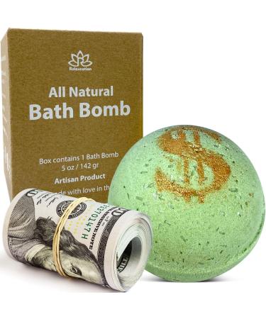 Bath Bomb "Money Scent" with Real Money Inside Cash Money Bath Bombs Up to $100 in Each One Large Mystery Surprise Gift - "ACAI Berries and Satin" Fragrance for Women All-Natural Ingredients