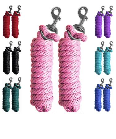 Majestic Ally Pack of 2 Solid Poly Lead Rope for Horses & Livestock 10 Foot Long and 5/8 inch Thick - Replaceable Heavy-Duty Bolt Snap Handmade Soft Broken in Feel (Pink) Pink 10 feet long - Buy Online on GoSupps.com