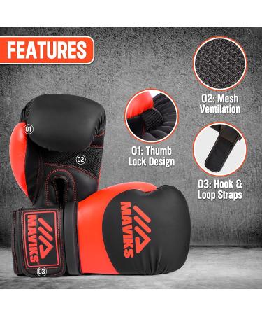 MAVIKS Boxing Gloves | Non-Toxic Heavy Bag Gloves for Men and Women | 16 oz Red - Buy Online on GoSupps.com