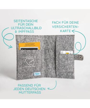Mother Pass Protective Cover | Felt Organizer for Vaccination Pass Ultrasound Pics & Insurance Card - Loving German Design - Buy Online on GoSupps.com