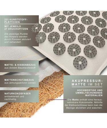 Buy MyBEO Acupressure Mat Set Natural Fiber Massage Mat with Pillow & Ball for Relaxation | Beige - Ideal for Back & Neck Tension Relief - Buy Online on GoSupps.com