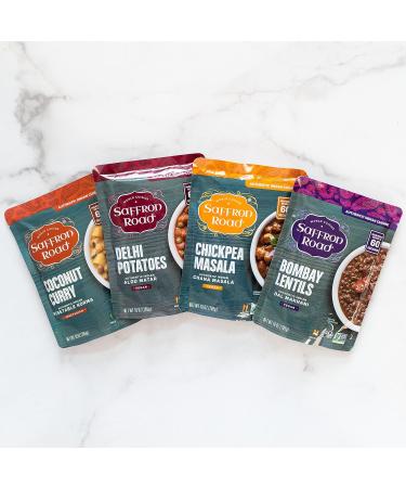 Saffron Road Bombay Lentils Meal Pouch - 6 Pack, 10 oz Each - Vegan, Gluten-Free, Non-GMO, Halal & Kosher Certified - Buy Online on GoSupps.com