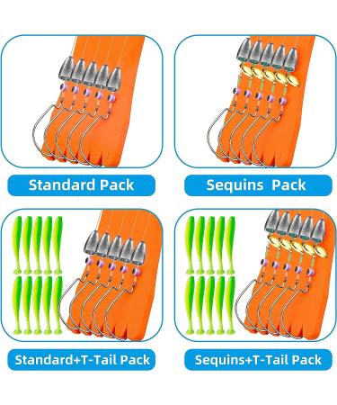 Rikimaru Fishing Bullet Weights Set - Texas Rigging Fluorocarbon Line with Sinker, Hooks, Rolling Swivel - Bass Perch Sequins Style - 1 pack - Buy Online on GoSupps.com