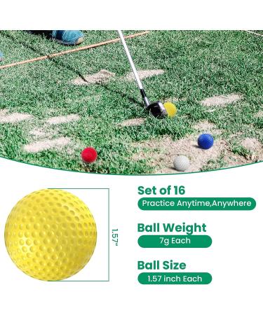 16-Pcs Colored Foam Practice Golf Balls for Indoor & Outdoor Use - Realistic Feel, Limited Flight - Perfect for Backyard, Kids - Includes Resealable Bag - 4 Colors - Buy Online on GoSupps.com