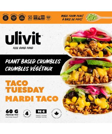 Ulivit Crumblz - Taco Tuesday Crumblz - 60g of Protein | High Protein Steak Crumbles | 0g Sugar | Gluten Free Soy Free | Keto Friendly | Non GMO | Vegan Plant Based Protein Meals | 3 pack Taco Tuesday Crumblz 3-Packs - Buy Online on GoSupps.com