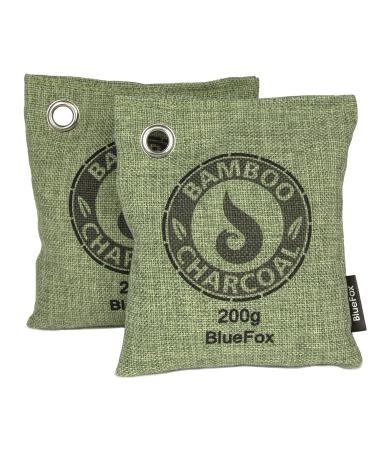 Bluefox I air purifier bamboo 2 x 200g i Aktzhuchter Active carbon I air freshener & odor remover bamboo -activated carbon i biological dehumidifier I smell neutralizer I green 200 g - 2 pieces