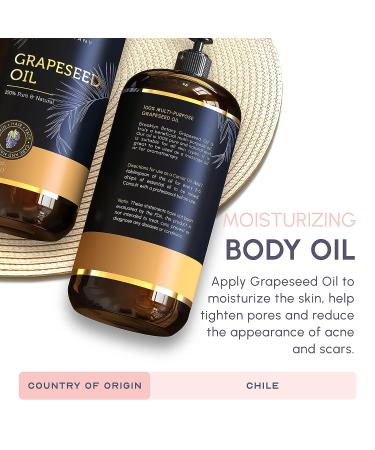 Brooklyn Botany Grapeseed Oil 8 fl Oz - 100% Pure & Natural Body, Hair, and Face Oil - Buy Online on GoSupps.com