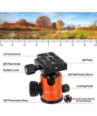 VICTIV 80 Camera Tripod - Aluminum Heavy Duty DSLR Tripod for Travel with 360 Ball Head and Carry Bag - Professional Tripod for Canon Nikon - AT40 Orange - Buy Online on GoSupps.com