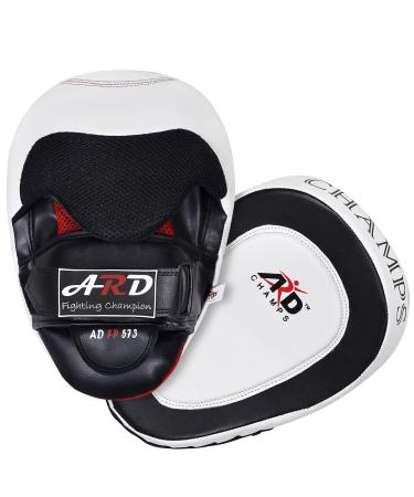 ARD Gel Punch Mitts Cowhide Leather Boxing Punching MMA Training Kickboxing, Striking, Muay Thai Focus Pad white