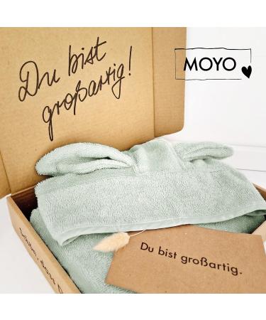 Moyo Baby Batzeponcho with Rabbit Ears | Soft Mint Hooded Bath Towel for Infants (0-3 Years) | 100% Terry Cotton Washable Baby Poncho Towel (68x56cm) - Buy Online on GoSupps.com