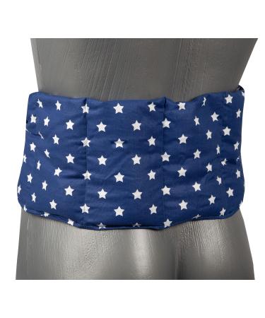 Cherry stone pillow 7-chamber with band 65x15 - heat cushion back grain pillow - pillow with bands cherry stones stars-blue