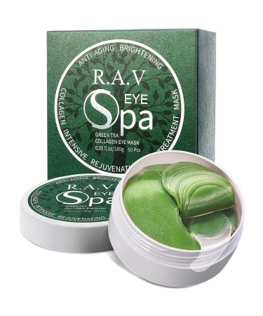 R.A.V Under Eye Patches Green Tea Eye Masks with Hyaluronic Acid and Collagen for Dark Circles, Puffiness, Eye Gel Treatment Patch Anti-Aging Eye Pad for Wrinkles, Eye Bag, Natural Extracts (30 Pairs)