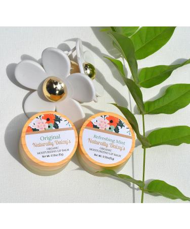Naturally Daizy Organic Lip Balm - 100% Natural Moisturizer 0.50 oz Original & Refreshing Mint Options - Light Weight Shine - Buy Online on GoSupps.com