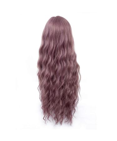 26 inch Pink Wavy Wig with Air Bangs - Heat Resistant Synthetic Hair Replacement for Women - Perfect for Party and Cosplay - Buy Online on GoSupps.com