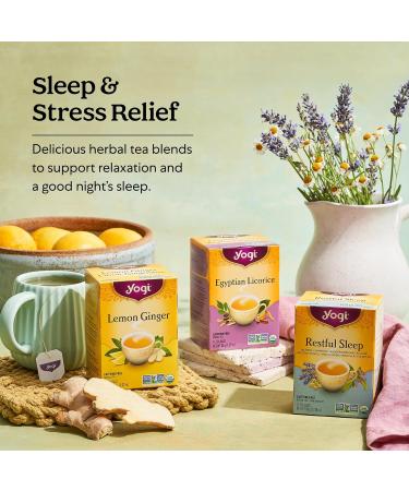Yogi Tea - Chamomile Passionflower Stress Relief Tea (6 Pack) - With Lemon Balm Lavender and Eleuthero Root - Caffeine Free Organic Herbal Tea - 96 Tea Bags - Buy Online on GoSupps.com