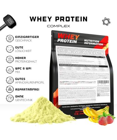 Buy Whey Protein Complex 1000g - Strawberry Banana | Instant Soluble Protein with BCAA & EAA - German Elite Nutrition - Buy Online on GoSupps.com