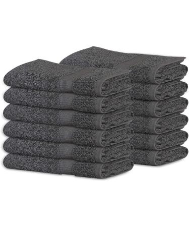 Gold Textiles 100% Cotton Washcloth 12-Pack | Grey | 13x13 Inches | Ultra Soft & Absorbent - Hotel & Spa Collection - Buy Online on GoSupps.com