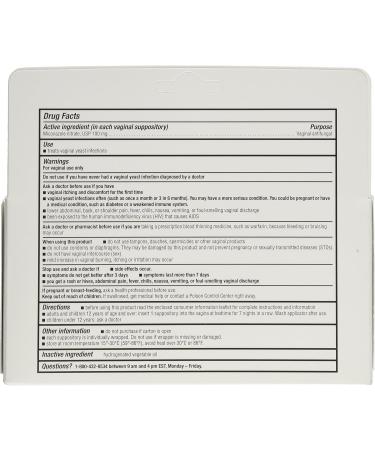 Miconazole 7 Day Vaginal Suppositories 100 mg - Effective Yeast Infection Relief - 7 Suppositories for Fast Shipping Internationally - Buy Online on GoSupps.com