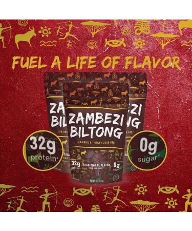 Zambezi Biltong - 100% Natural Keto Air-Dried Beef Snack | Thinly Sliced, Sugar-Free, Low Carb, Gluten-Free, High Protein | 1 Count - Buy Online on GoSupps.com