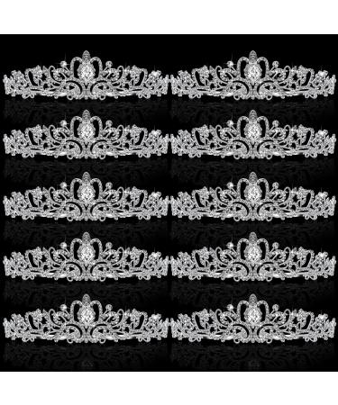 10 Pcs Crystal Tiara Crowns for Women Girls Princess Crown with Combs Elegant Tiaras for Women Birthday Crown Bride Headbands Bridal Wedding Hair Accessories for Prom Birthday Party (Silver) - Buy Online on GoSupps.com