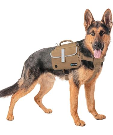 PETAMI Dog Saddle Bag for Medium Dogs - Travel Vest & 100 Socks - Light Brown Canvas - Buy Online on GoSupps.com