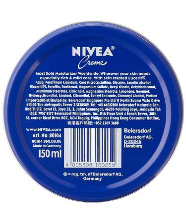 Nivea Creme 150ml Unscented Cream - 5.07 Ounce (Pack of 1) - Buy Online on GoSupps.com