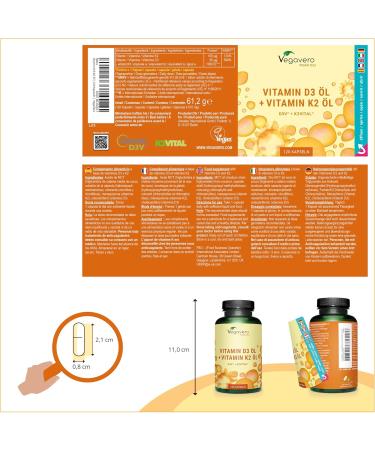 Vitamin D3 K2 Vegan | High Bioavailability | Immunity + Bone + Anti Inflammatory | No Additives & Laboratory Tested | Vitamin D3 1000 IU | 120 Capsules (4 Months) | Vegavero  - Buy Online on GoSupps.com