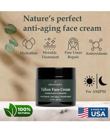 Whipped Beef Tallow Face Cream with 1% Bakuchiol | Natural Anti-Aging Moisturizer for Sensitive Skin | Unscented 1.7 oz - Buy Online on GoSupps.com