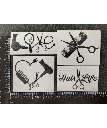 Love Heart Comb and Scissors Hair Life Decal 4 Pack - Hairstylist Black Small 3.5 - Buy Online on GoSupps.com