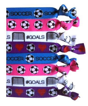 8 Piece Soccer Gift Hair Ties- Soccer Gifts for Boys  Girls  Women  Soccer Coach Gifts  Soccer Team Gifts  Soccer Accessories for Girls  Soccer Coach  Soccer Bracelet for Girls  Soccer Balls