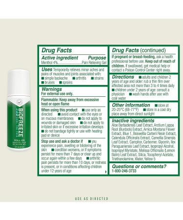 Biofreeze Roll-On Pain-Relieving Gel 3 FL OZ Green (Pack of 3) | Topical Pain Reliever for Muscles and Joints | Arthritis, Backache, Strains, Bruises & Sprains | Pain Relief - Buy Online on GoSupps.com