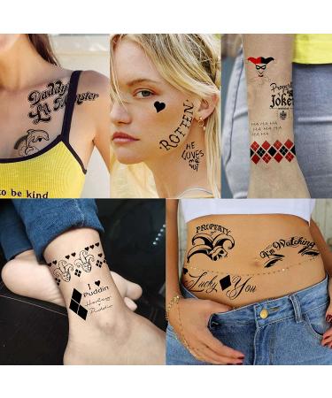 TASROI Harley Quinn Temporary Tattoo Stickers - Set of 5 Sheets for Men and Women, Suicide Squad and Birds of Prey Inspired, Perfect for Halloween and Cosplay - Buy Online on GoSupps.com