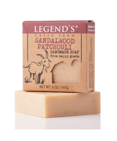 Legend's Creek Farm Goat Milk Soap  Moisturizing Cleansing Bar for Hands and Body  Creamy Lather and Nourishing  Gentle For Sensitive Skin  Handmade in USA (Sandalwood Patchouli  Single) Sandalwood Patchouli 5 Ounce (Pac...