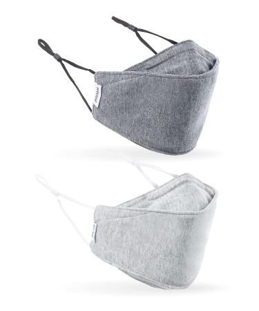 Face Mask | Adult 2-Pack | Anti-Microbial, Cloth, Adjustable, Breathable, 2-Layer Poly-Cotton | The Revival Mask by coRevival (Gray)
