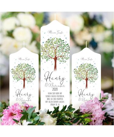 Personalized Tree of Life Baptism Candle - 25cm x 7cm | Unique Wall Decal for Baptism Gifts - Buy Online on GoSupps.com