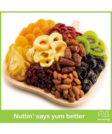 Dried Fruit & Nuts Gift Basket in Wooden Apple Tray + Green Ribbon - 9 Assortments | Holiday & Birthday Gourmet Arrangement | Healthy Kosher Snack Box - Buy Online on GoSupps.com