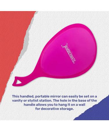 BarberMate Teardrop Mirror - Professional Hand Mirror for Salons & Barbershops in Pink - Buy Online on GoSupps.com