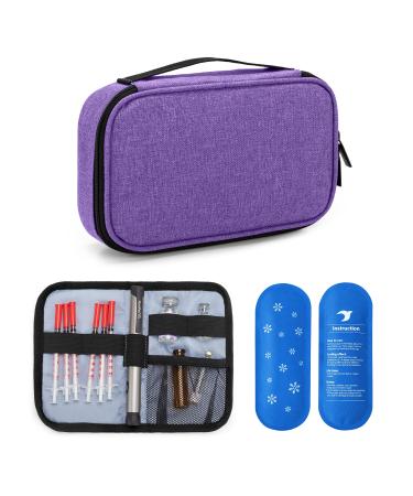 YARWO Insulin Cooler Travel Case with 2 Ice Packs Medication Diabetic Supplies Bag for Insulin Pens Vials and Diabetes Testing Kit Ideal Mothers Day Gifts Purple