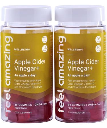 Feel Amazing Apple Cider Vinegar Gummies - Vegan Halal Gummies with Vitamin C & Chromium - Natural Apple Flavor (30-Day Supply) - Buy Online on GoSupps.com