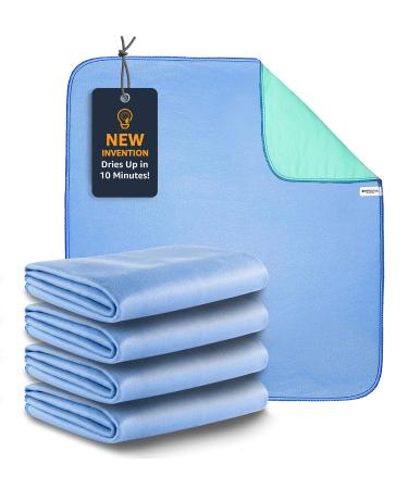 IMPROVIA Washable Underpads, 34" x 36" (Pack of 4) - Heavy Absorbency Reusable Incontinence Pads for Kids, Adults, Elderly, and Pets - Waterproof Protective Pad for Bed, Couch, Sofa, Furniture, Floor 4 34x36
