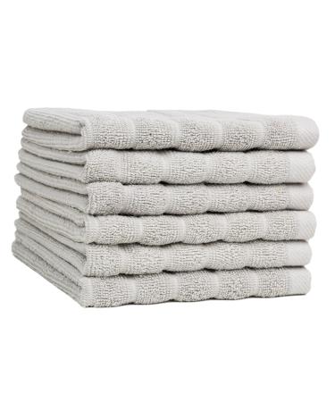 6 Pack Luxurious Soft Hotel &Spa Quality 100% Cotton Washcloth Face Towels Set for Bath 12x12 inch(Grey)
