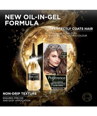 L'Oreal Paris Preference Hair Dye Long Lasting Luminous Permanent Hair Colour 6.21 Zurich (Packaging may vary) ZURICH 6.21 - Buy Online on GoSupps.com