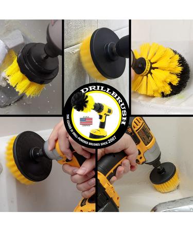 Drill Brush Power Scrubber Set for Bathroom Cleaning - Shower, Toilet, Tile & Floor Cleaner - Yellow - Buy Online on GoSupps.com