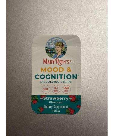 Mood & Cognition Dissolving Strips by MaryRuth's | Vitamin B12 | Vitamin B6 | Saffron | Folate | B Vitamins | Sugar Free | Strawberry Flavor | Vegan | Gluten Free | Dairy Free | 30 Count - Buy Online on GoSupps.com
