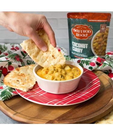 Saffron Road Meal Pouch Variety Pack - Bombay Lentils, Delhi Potatoes, Chickpea Masala, Coconut Curry (40 oz total) - 4 Flavor Variety Pack - Buy Online on GoSupps.com