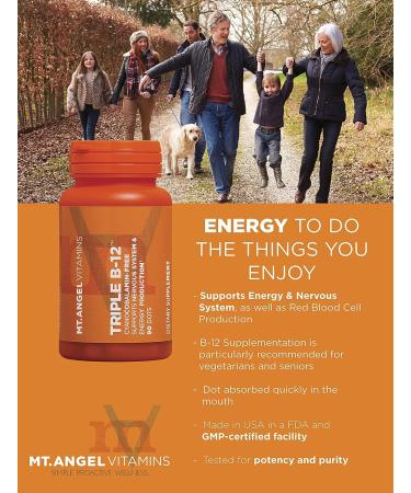 Mt. Angel Vitamins Triple B-12 Dots - Nervous System & Energy Support (90 Dots) - Buy Online on GoSupps.com