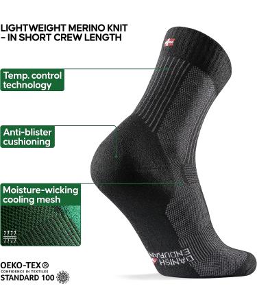 DANISH ENDURANCE 3 Pack Merino Wool Hiking Socks - Black Large for Men, Women & Kids - Buy Online on GoSupps.com